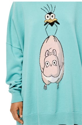 LOEWE Yu-Bird intarsia sweater in wool Turquoise plp_rd