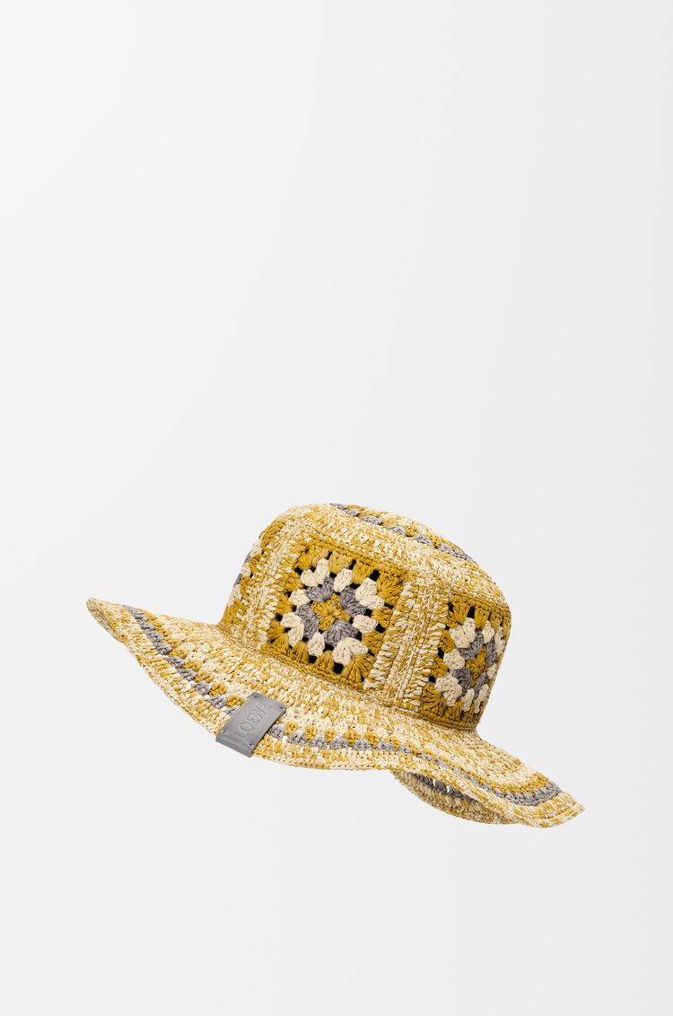 LOEWE Fisherman hat in raffia Pearl Grey/Mustard