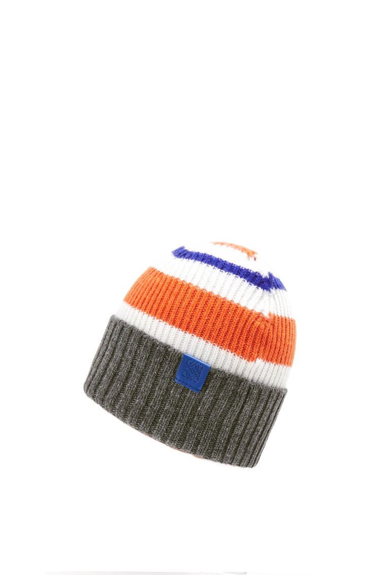 LOEWE 羊毛條紋毛線帽 橙色/灰色 pdp_rd