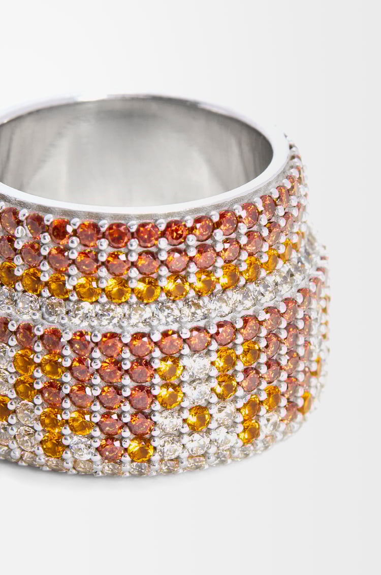 LOEWE Large Pavé ring in sterling silver and crystals Silver/Brown
