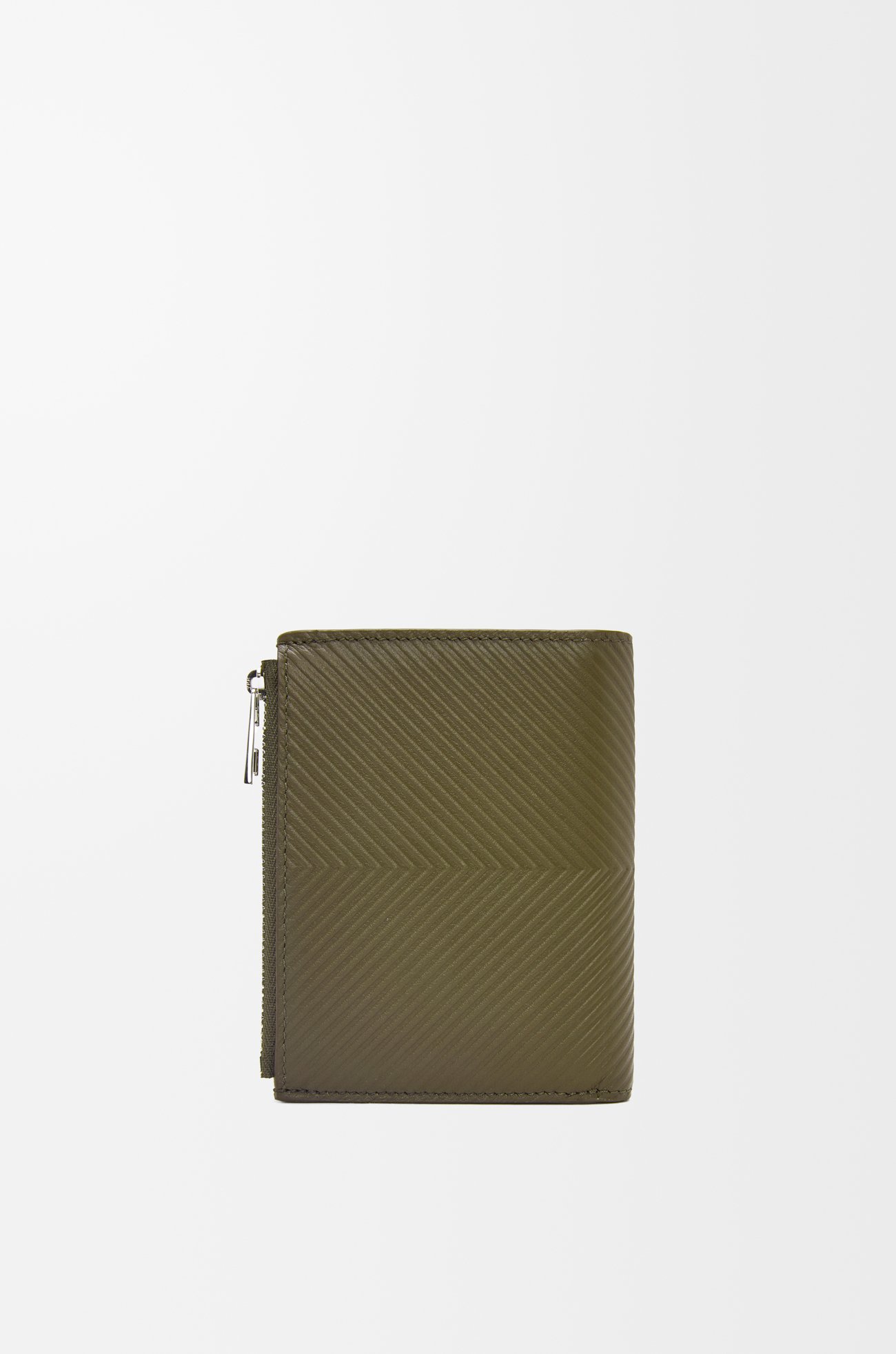 LOEWE Slim compact walllet in textured classic calfskin Dark Khaki plp_rd