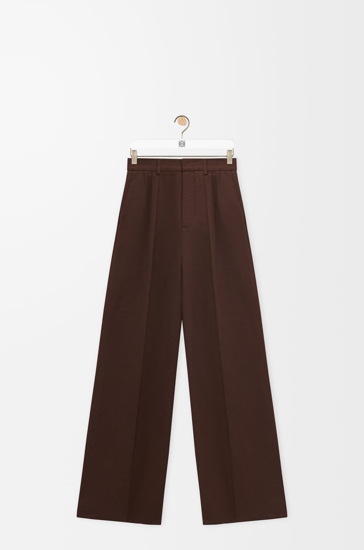 LOEWE Pleated trousers in cotton Chocolate Brown