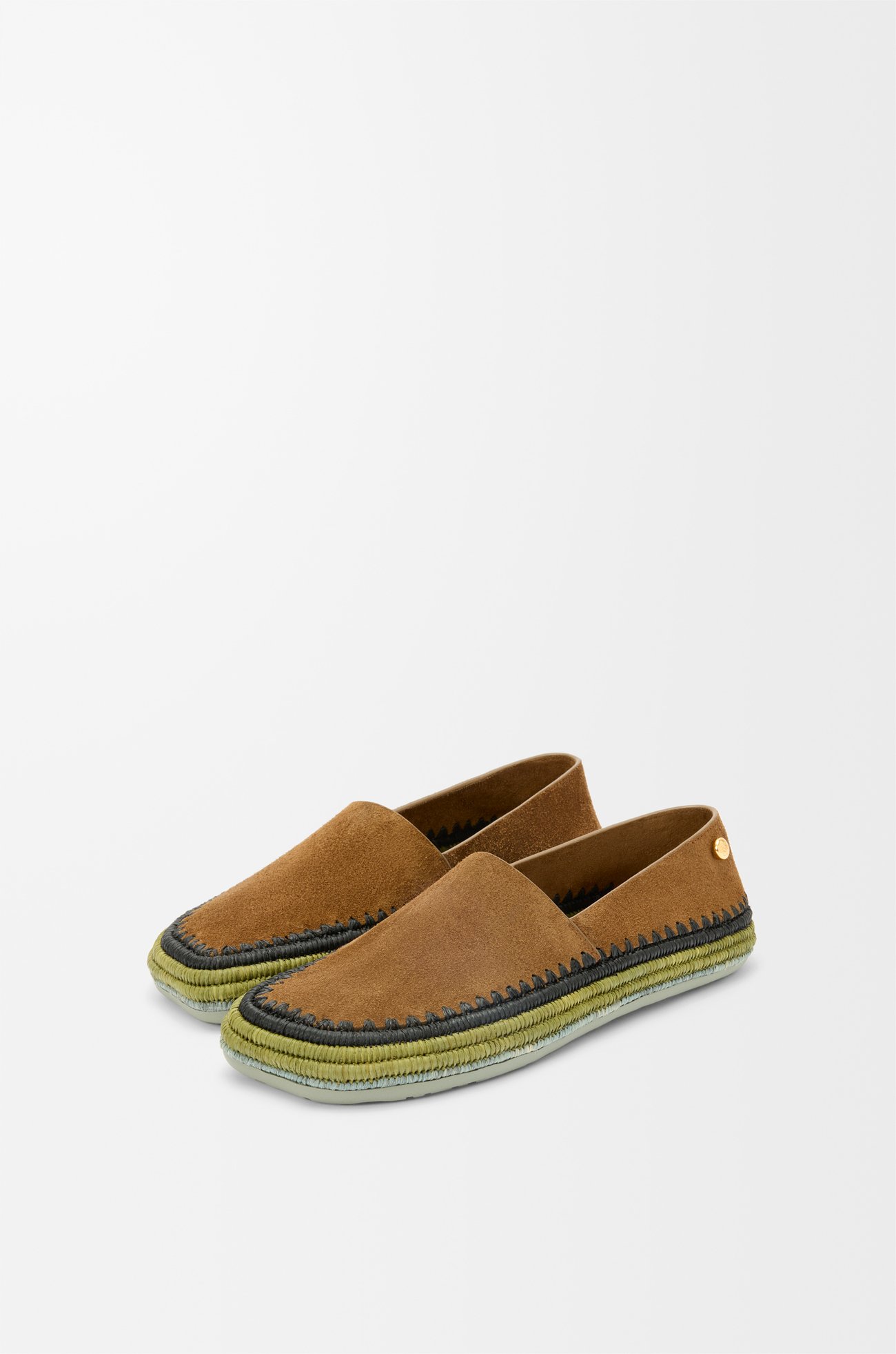 LOEWE Rio slipper in suede and raffia Brown