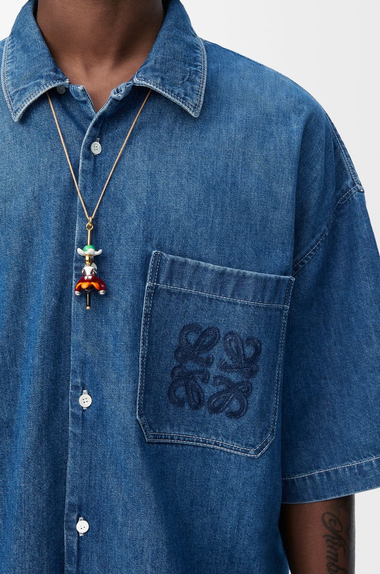LOEWE Short sleeve shirt in denim Light Blue
