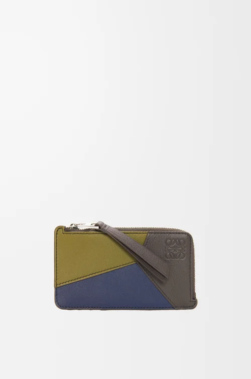 LOEWE 퍼즐 코인 카드홀더 - 클래식 카프스킨 올리브/다크 브라운