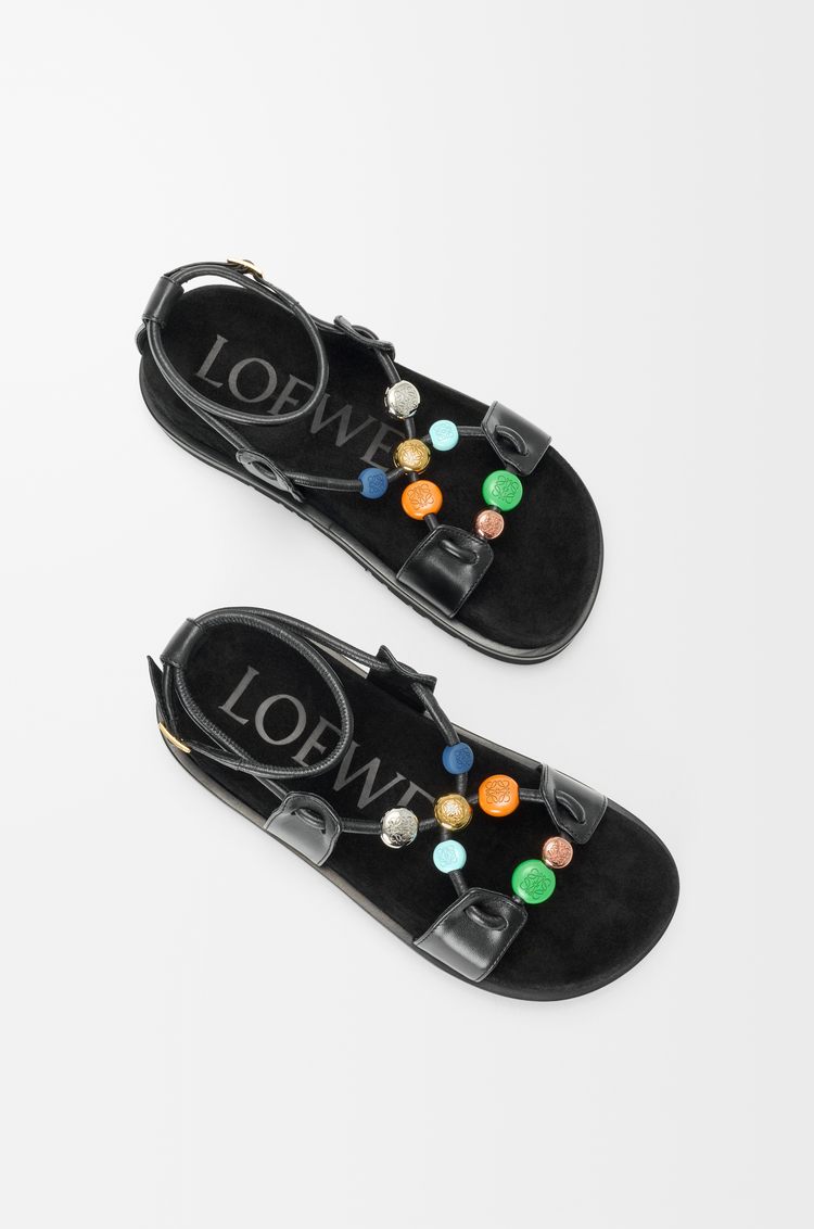 LOEWE 纳帕羊皮革 Pebble Beads fussbett 凉鞋 黑色