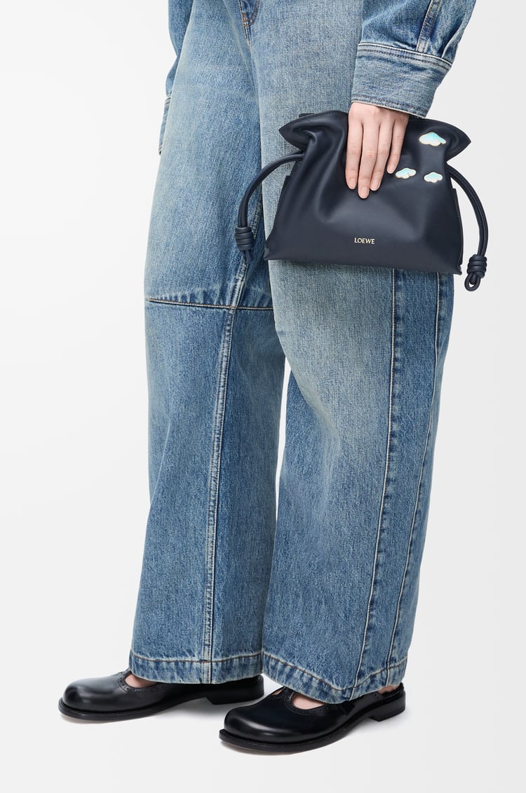 LOEWE Mini Flamenco clutch in nappa calfskin Dark Ink
