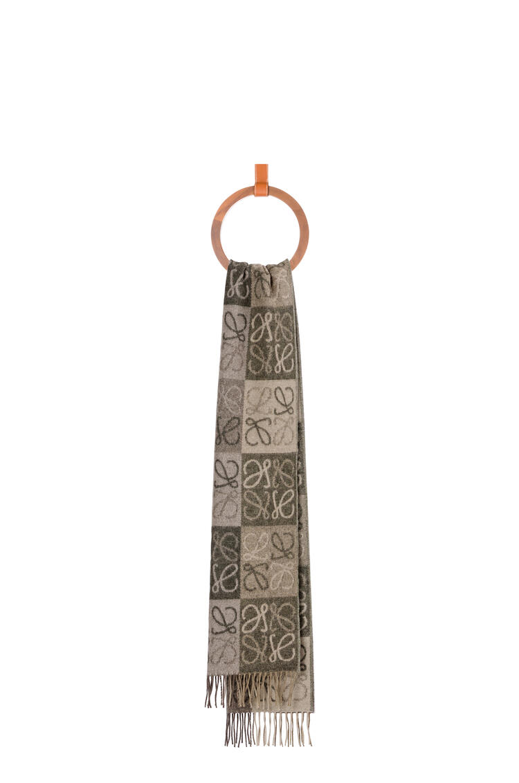 LOEWE Anagram scarf in wool and cashmere Beige/Khaki Green