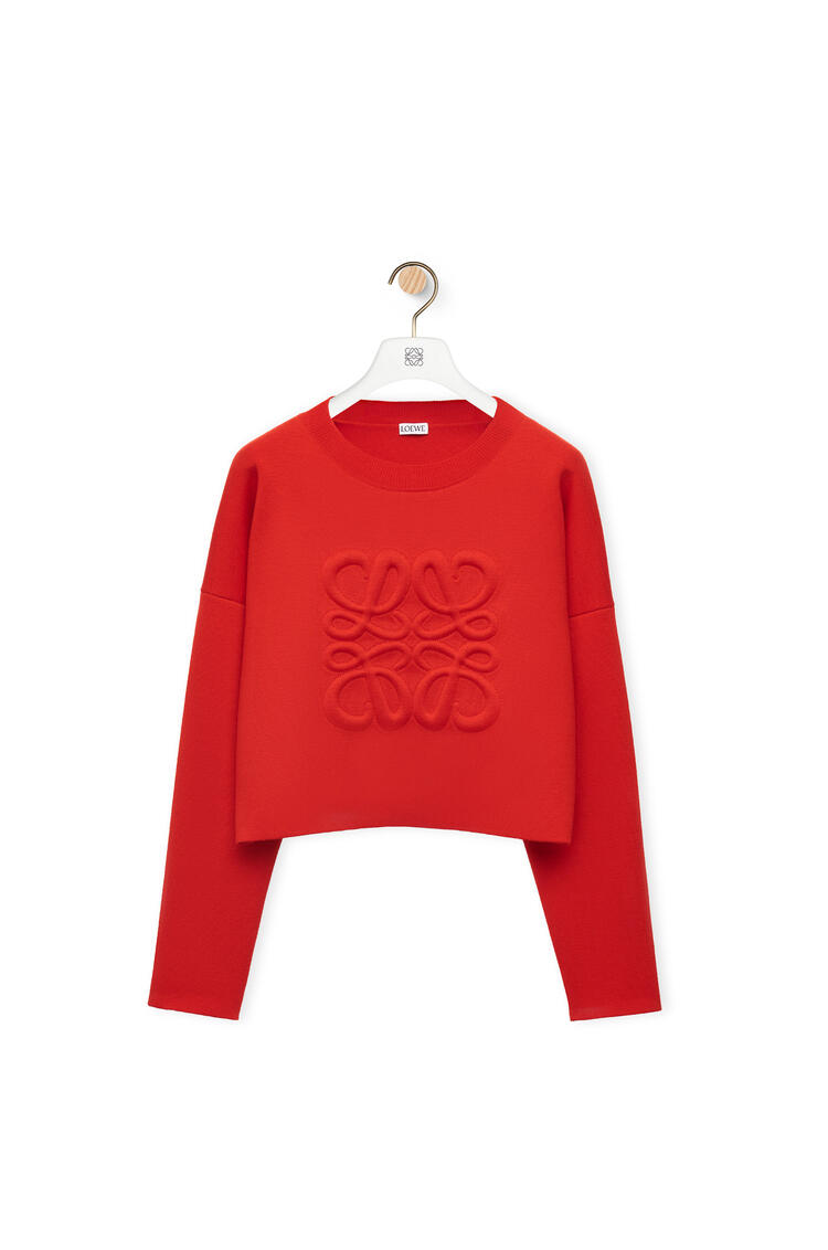 LOEWE Jersey corto en lana con anagrama Rojo