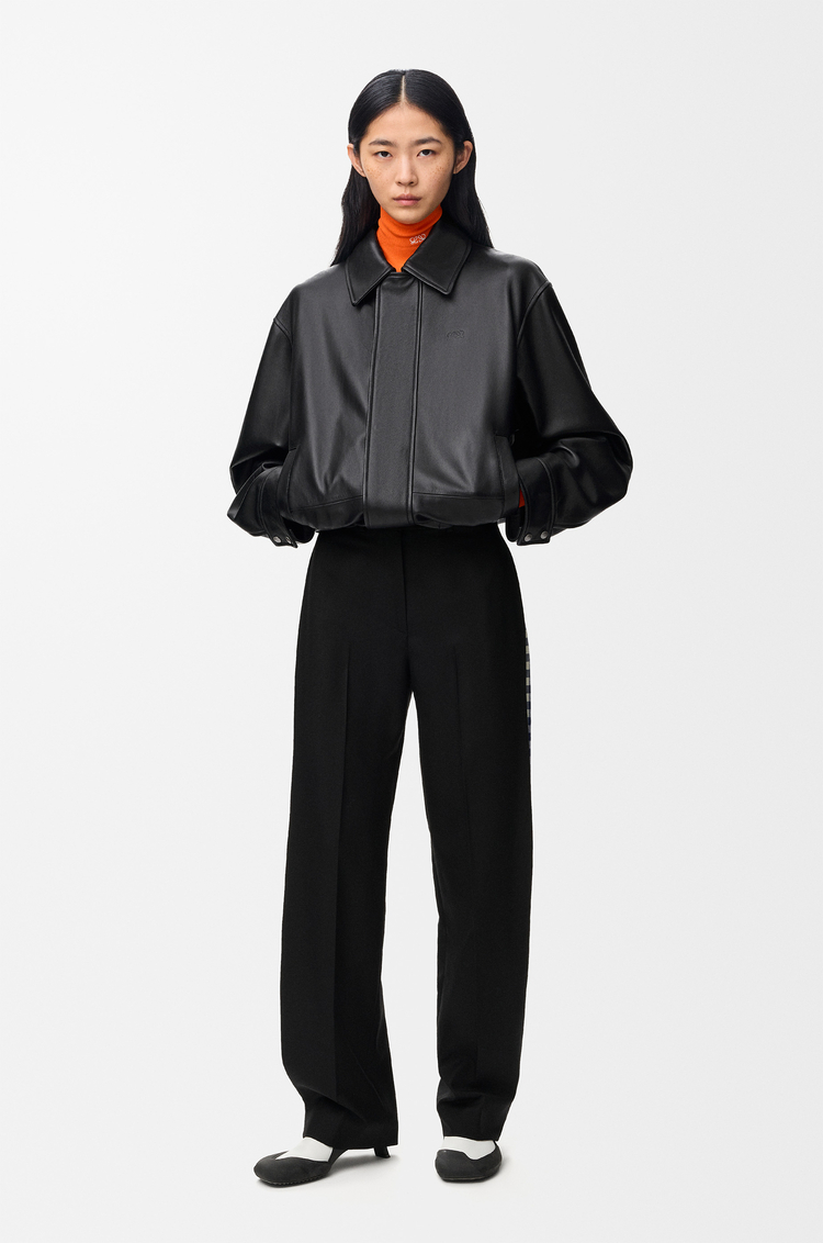 LOEWE Chaqueta con cordón de ajuste en piel napa de cordero Negro