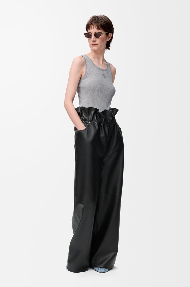 LOEWE Top sin mangas Anagram en seda Gris Jaspeado