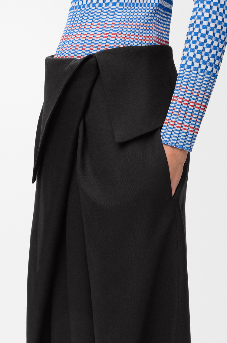 LOEWE Pantalón drapeado en lana Negro