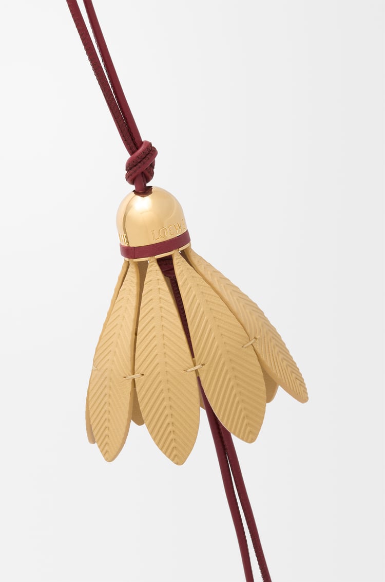 LOEWE Badminton charm in calfskin Crimson/Yellow