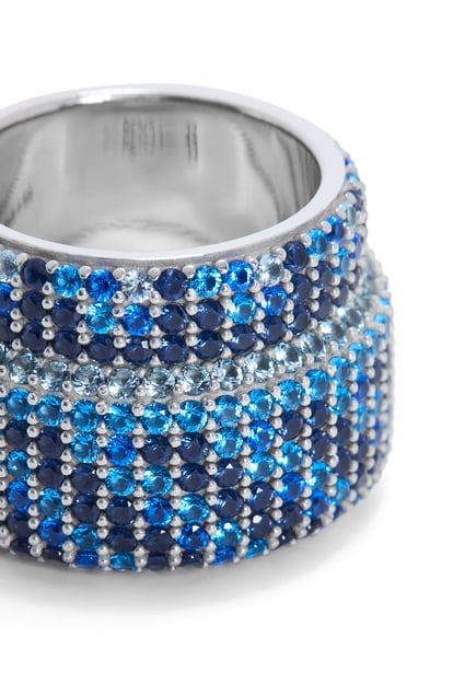 LOEWE Large Pavé ring in sterling silver and crystals Silver/Blue plp_rd