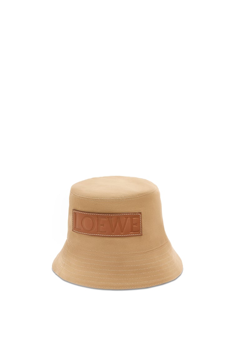 LOEWE Sombrero de pescador en lona y piel de ternera Arena/Bronceado