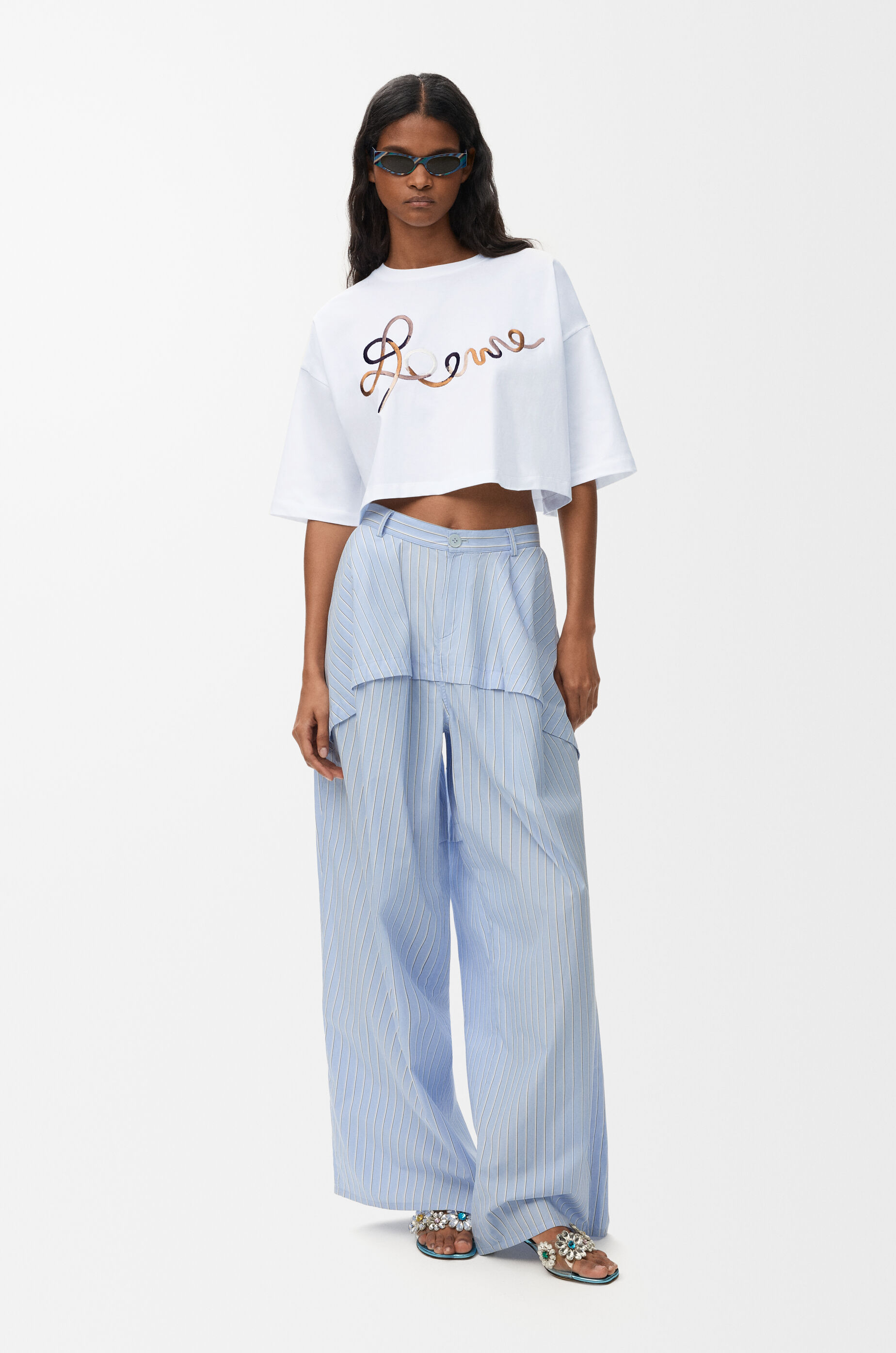 LOEWE ロエベ Silk top Tシャツ パフィー クロップド丈 S 白 クロップドフィット Tシャツ（コットン） ホワイト - ロエベ 日本 公式