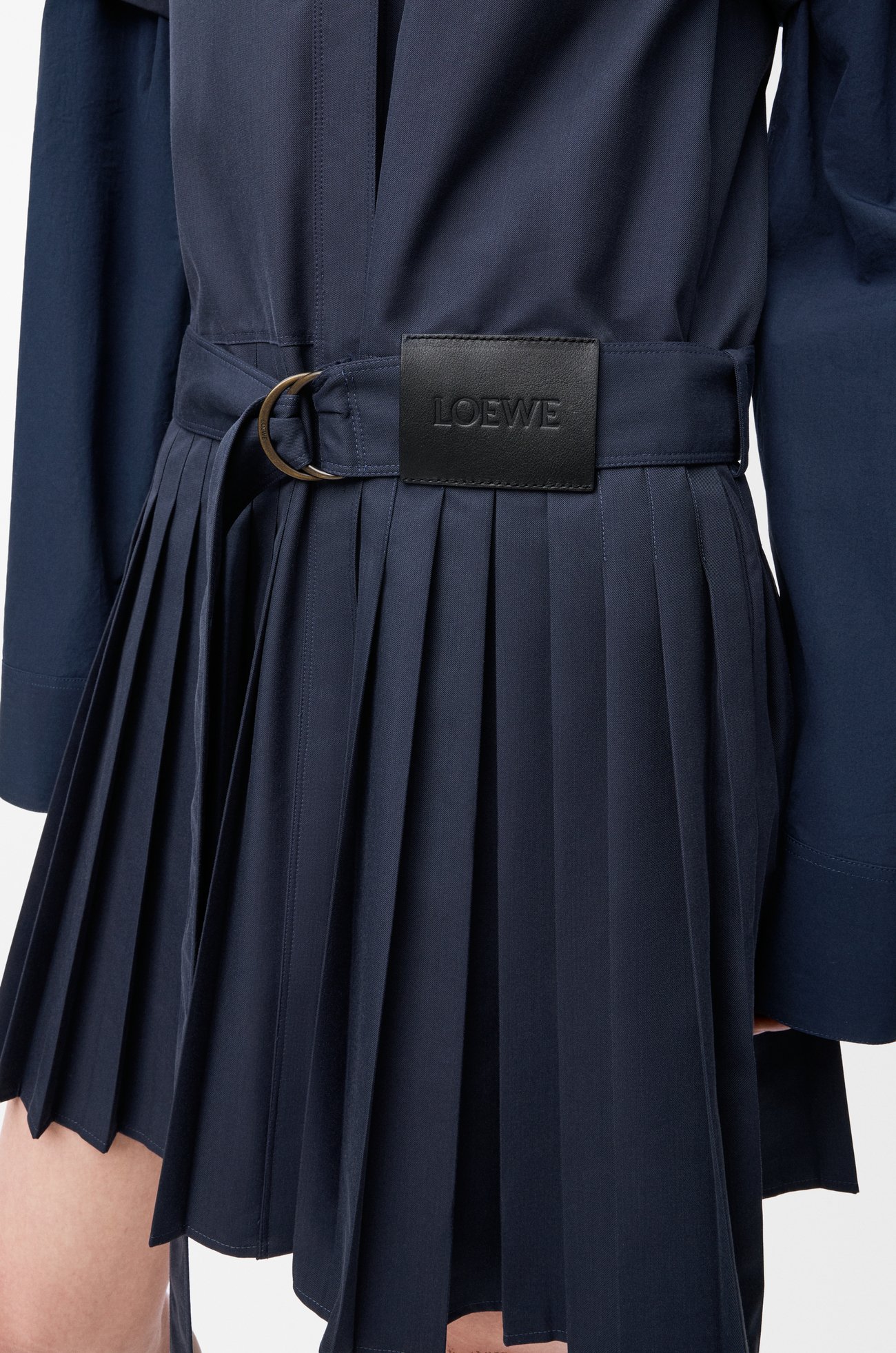 LOEWE プリーツ ドレス（コットンブレンド） ネイビーブルー