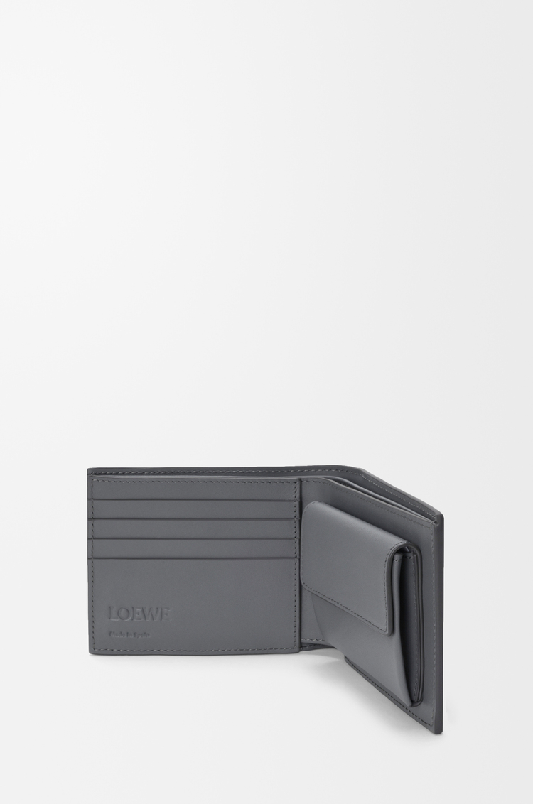 LOEWE Flache, kompakte Puzzle Brieftasche aus Seiden-Kalbsleder Blau/Grau