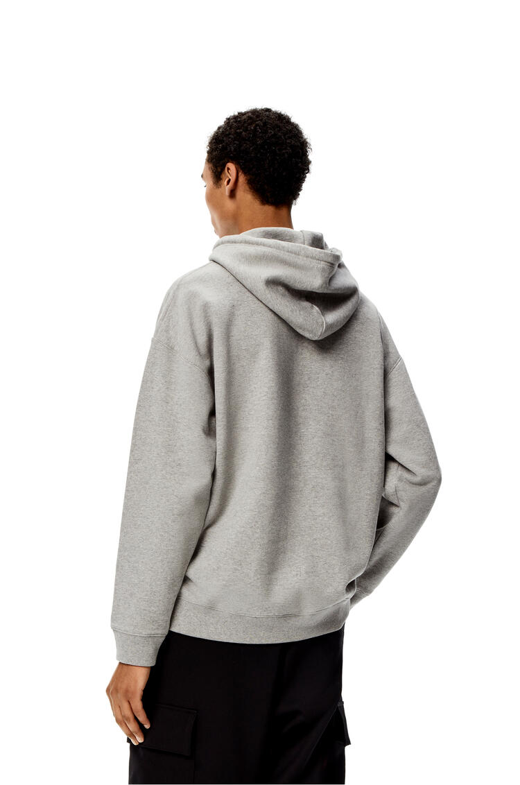 LOEWE Anagram leather patch hoodie in cotton Grey pdp_rd