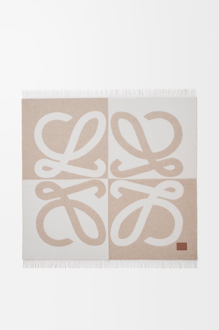 LOEWE Blanket in wool and cashmere Beige/Ecru