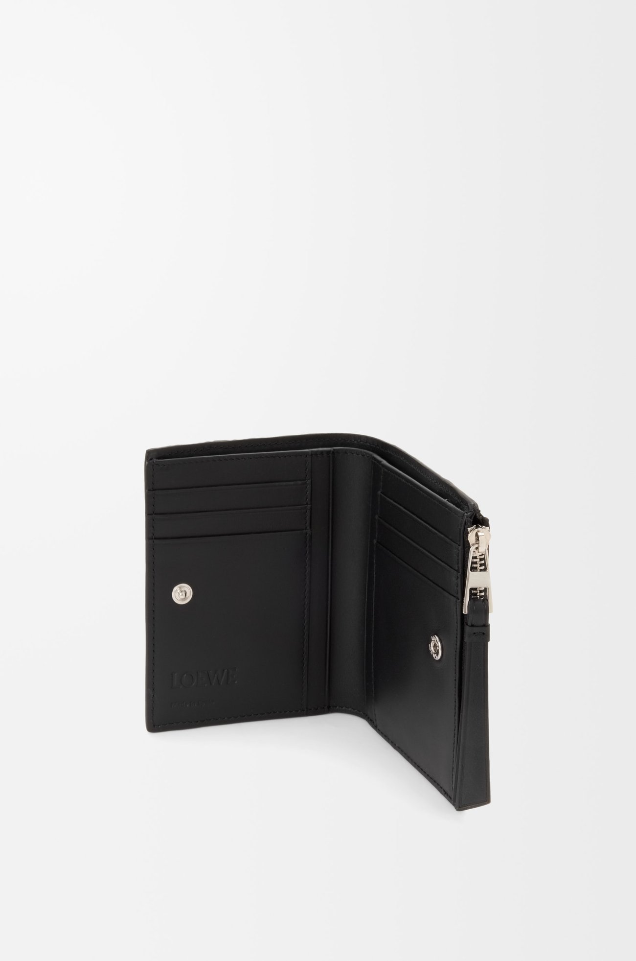 LOEWE Portefeuille compact fin Puzzle en cuir de veau classique Teinture Indigo/Corda