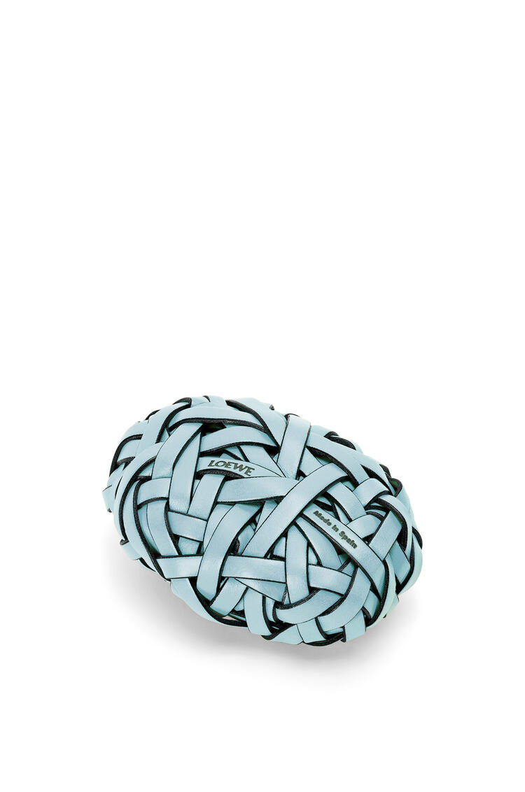 LOEWE Nest woven paperweight in stone and calfskin Light Blue pdp_rd