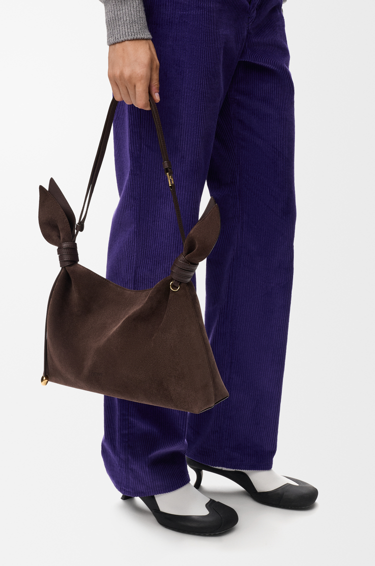 LOEWE Medium Scarf bag in suede Dark Chestnut