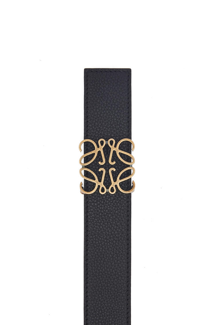 LOEWE Cinturón en piel de ternera graneada con anagrama y acabado de latón Negro/Oceano/Oro Viejo
