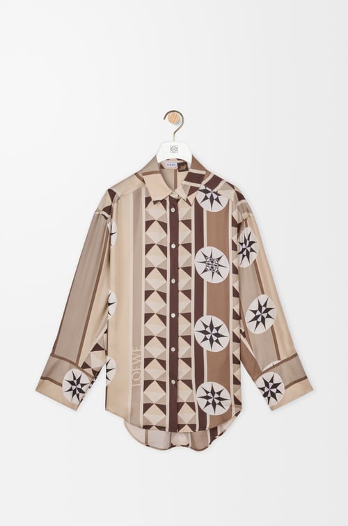 LOEWE Shirt in silk Beige/Multicolor