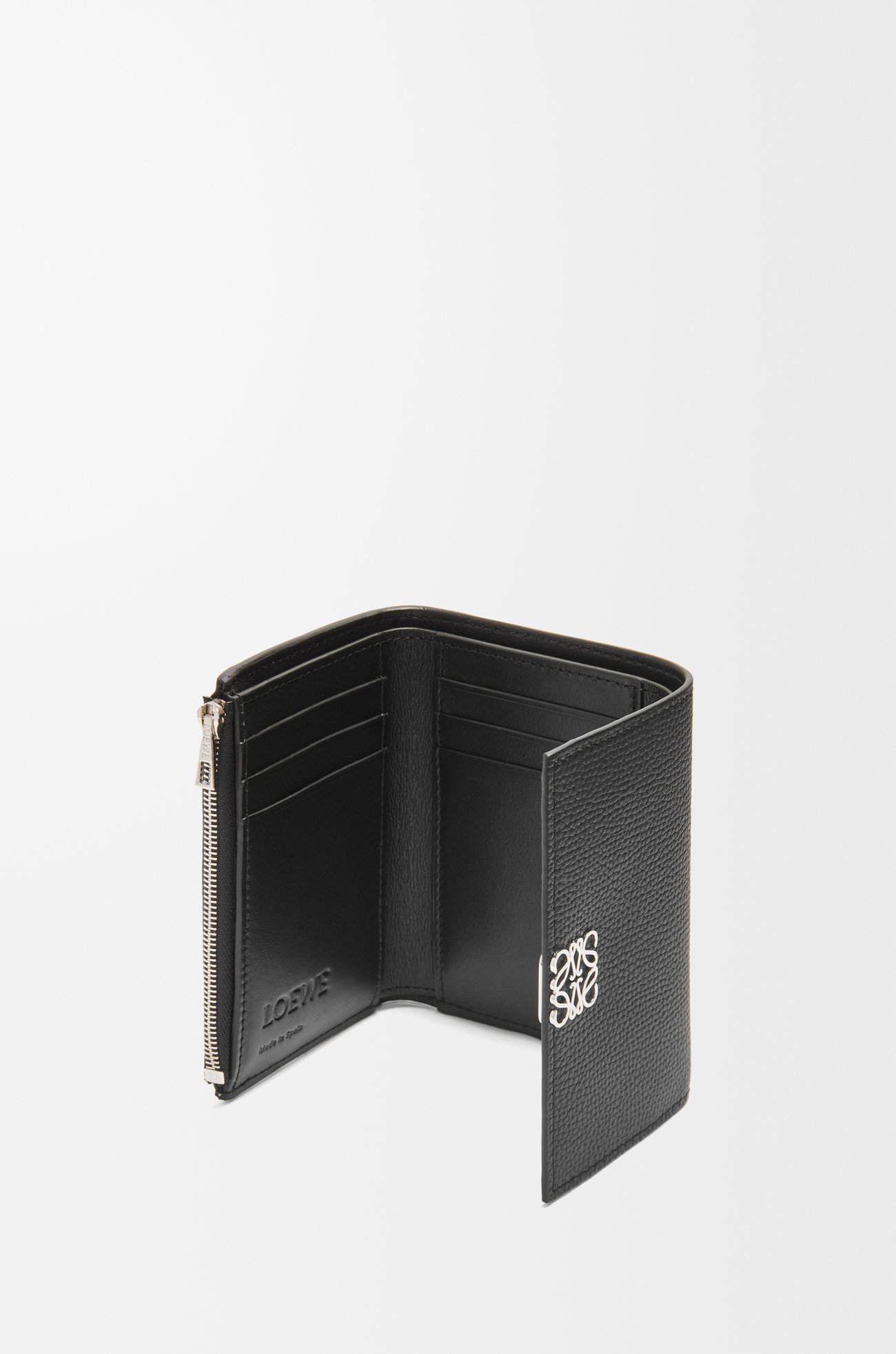 LOEWE Anagram small vertical wallet in pebble grained calfskin Black