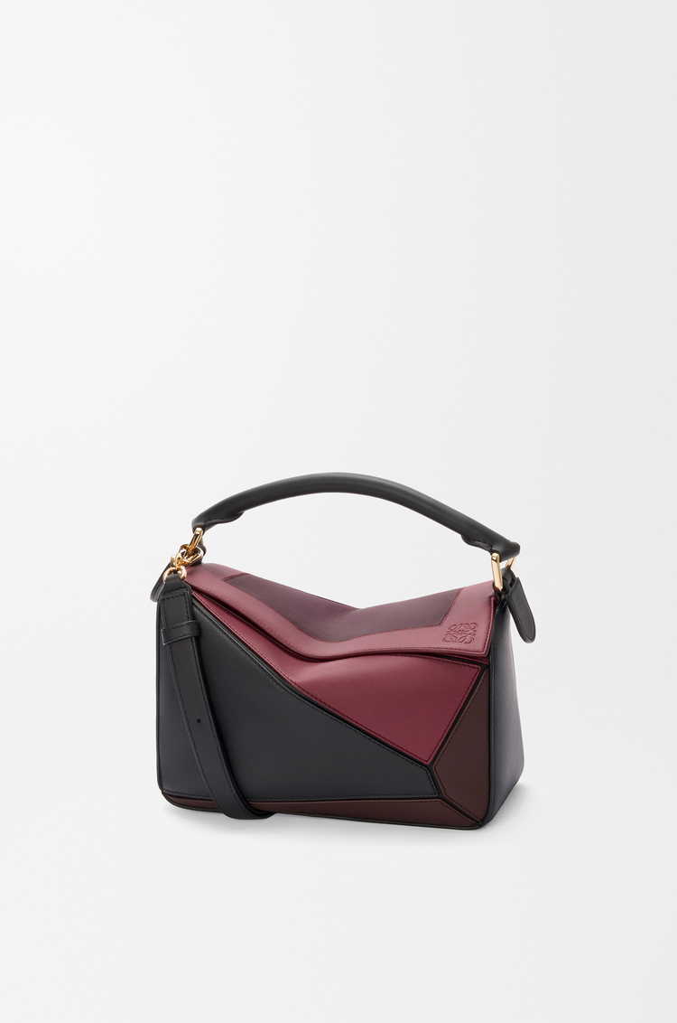 LOEWE Small Puzzle bag in nappa calfskin Black/Burgundy