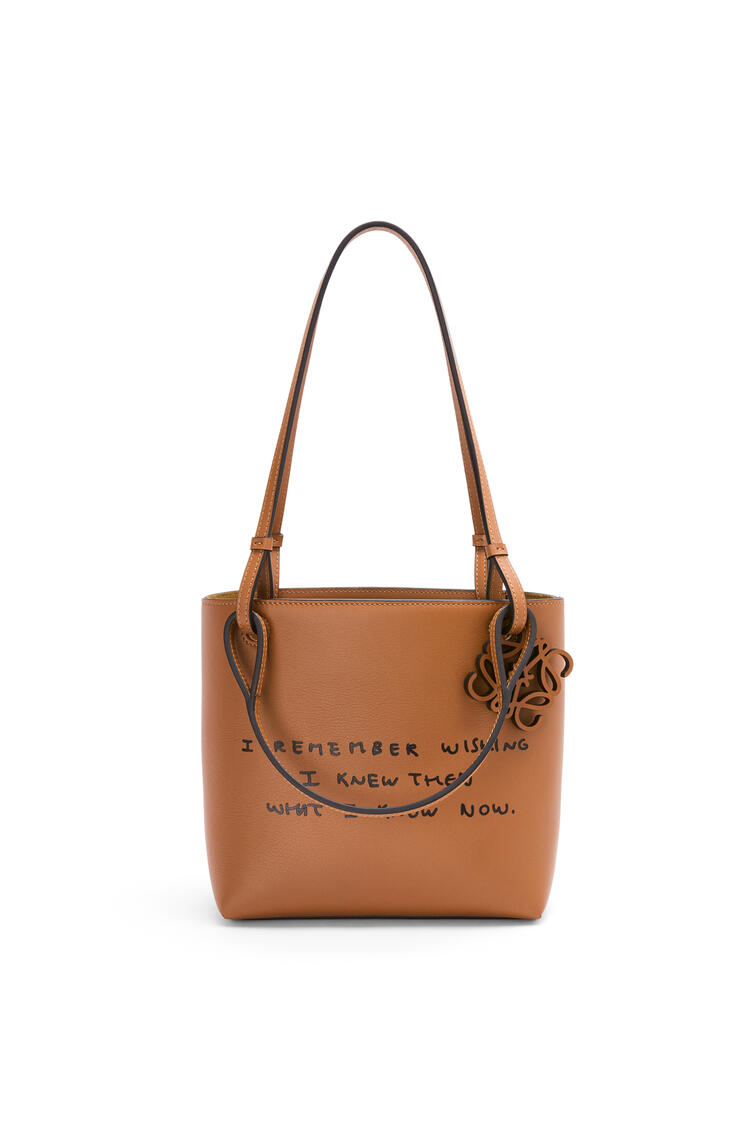 LOEWE Words Double Handle Square Tote in classic calfskin Tan pdp_rd