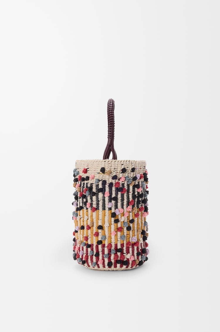 LOEWE Bucket in cord, leather and wool Natural/Multicolor