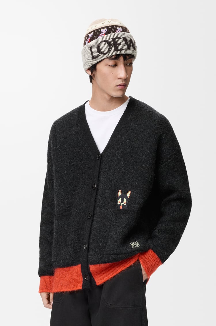 LOEWE Cardigan aus Mohairmischung Schwarz/Orange