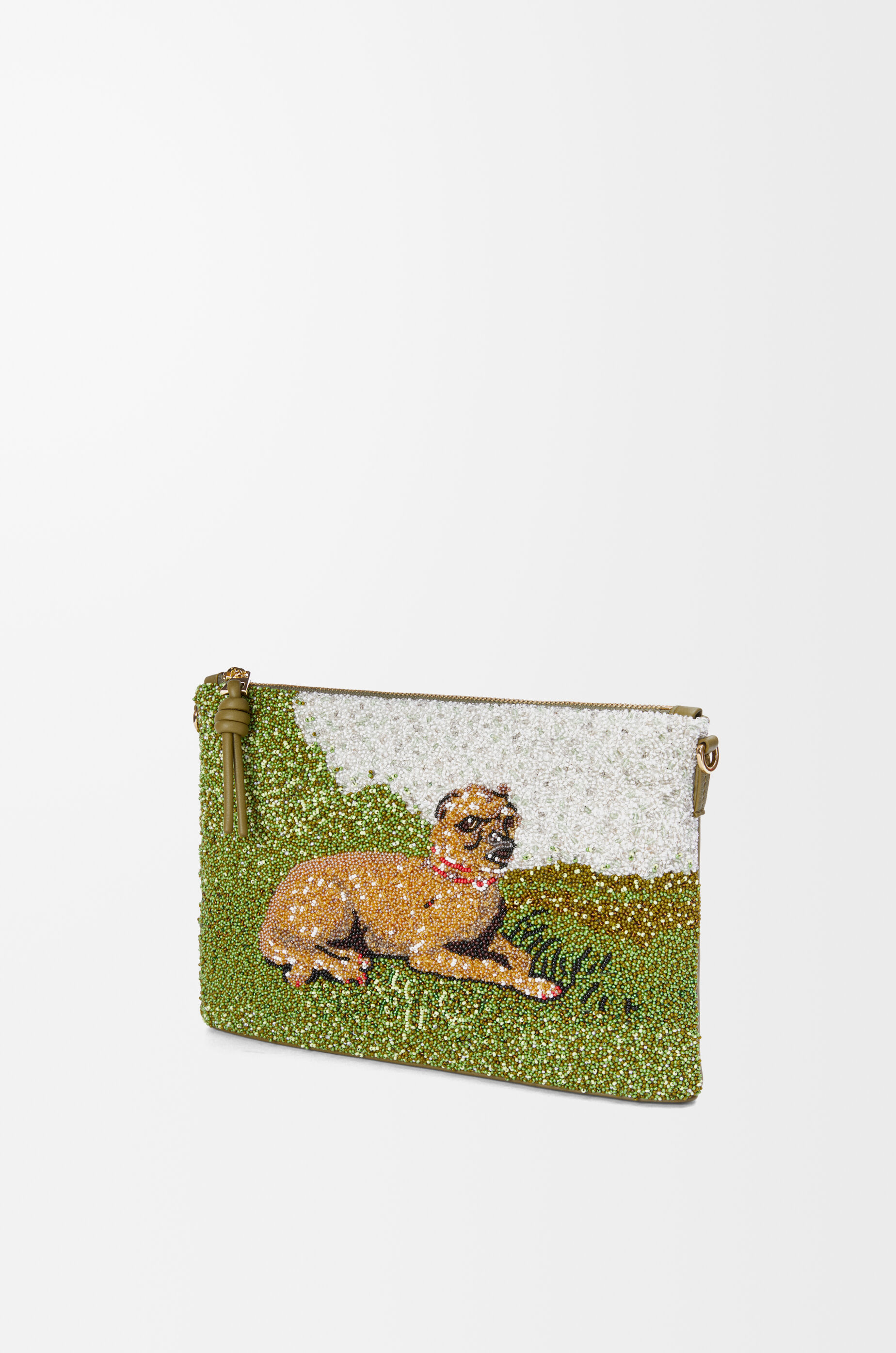 オブロング ポーチ（ビーズレザー） グリーン - LOEWE