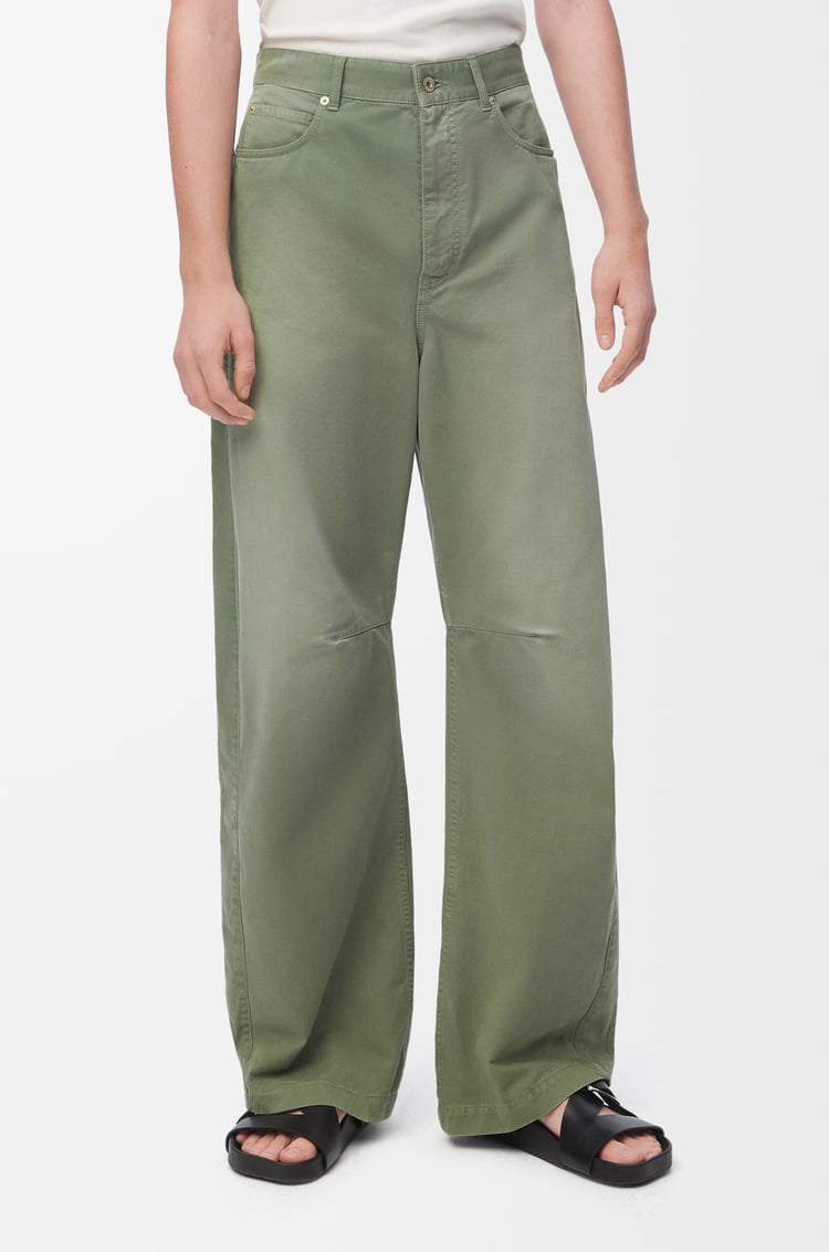 LOEWE Pantalón barrel en algodón Salvia