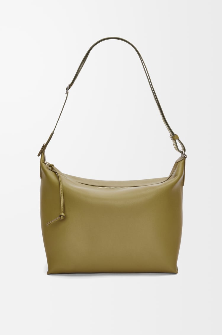 LOEWE 柔软光滑牛皮革和提花布 Cubi 斜挎包 橄榄绿