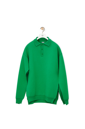 LOEWE Open seam polo sweater in wool Green