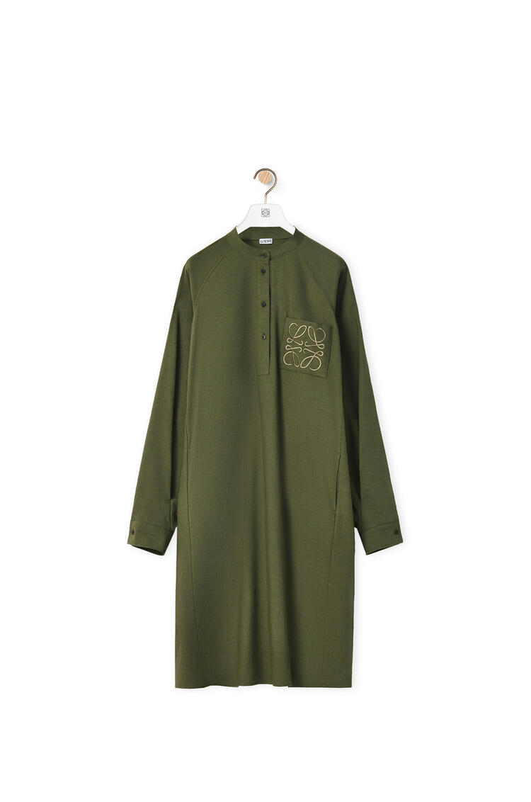 LOEWE Anagram tunic dress in linen and cotton Lichen