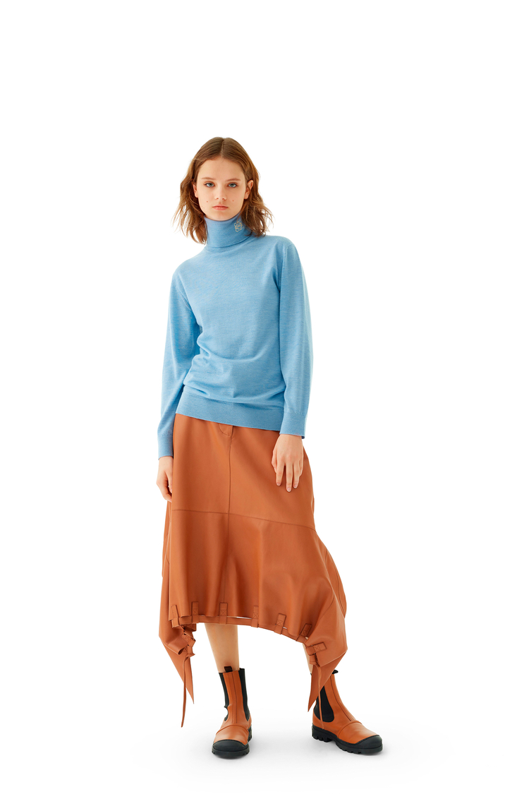 LOEWE Anagram embroidered turtleneck sweater in cashmere Light Blue