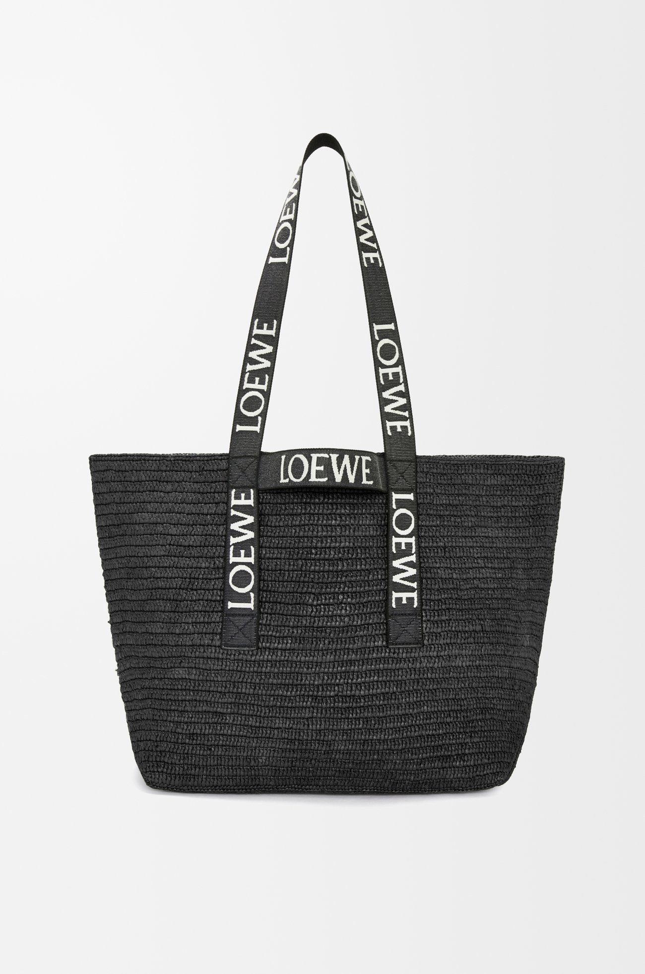 LOEWE Fold Shopper in raffia Black