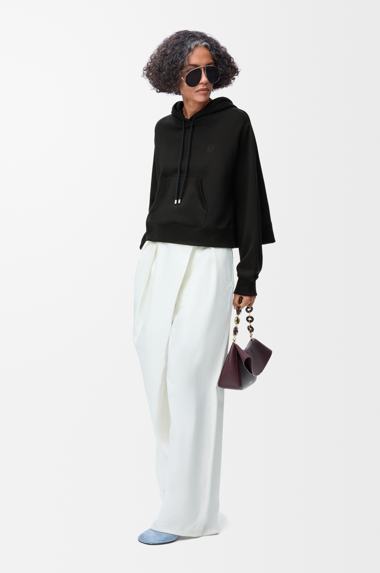 LOEWE Sudadera trapecio con capucha en mezcla de algodón Negro