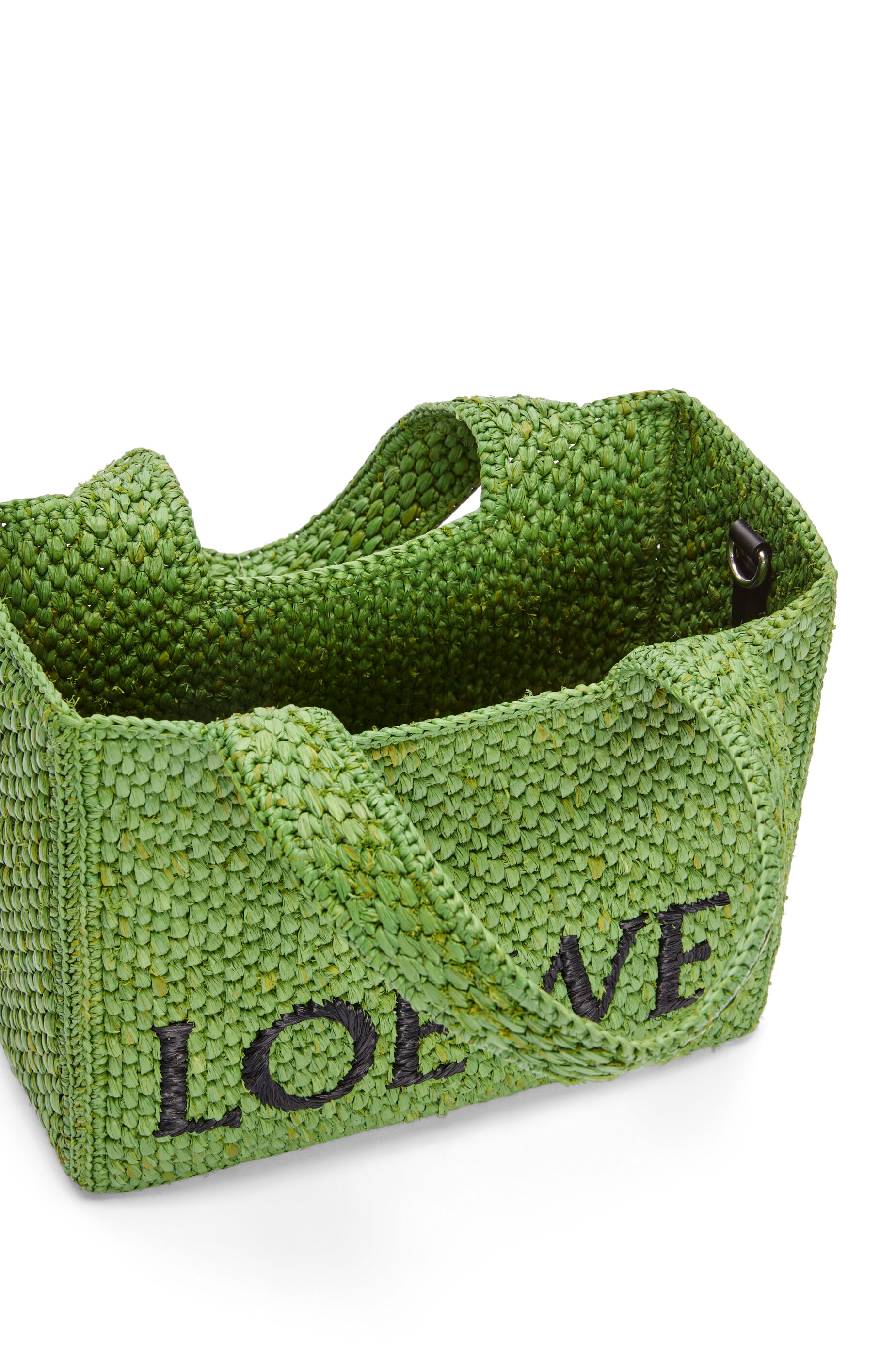 Small LOEWE Font Tote in raffia & Bee charm in classic calfskin LOEWE