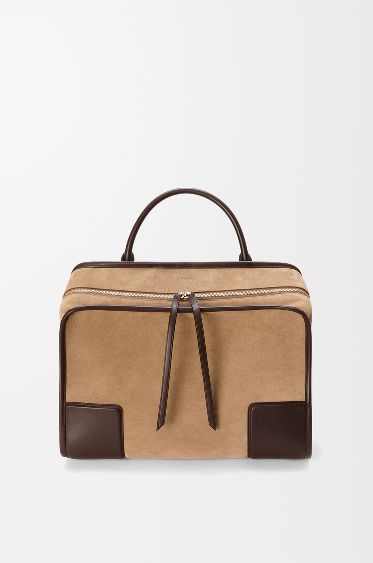 LOEWE XL Amazona 180 bag in suede Dark Oro/Chocolat