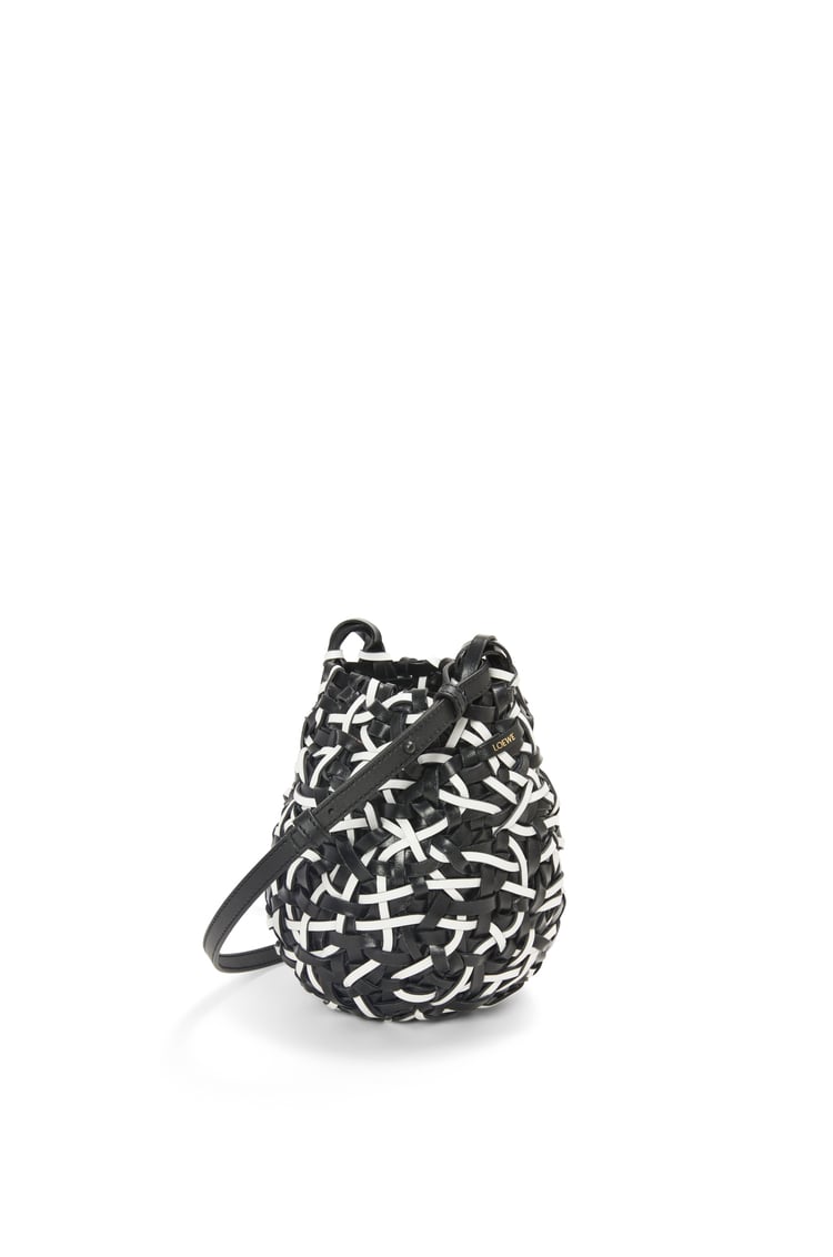 LOEWE Small Nest basket bag in calfskin Black/White
