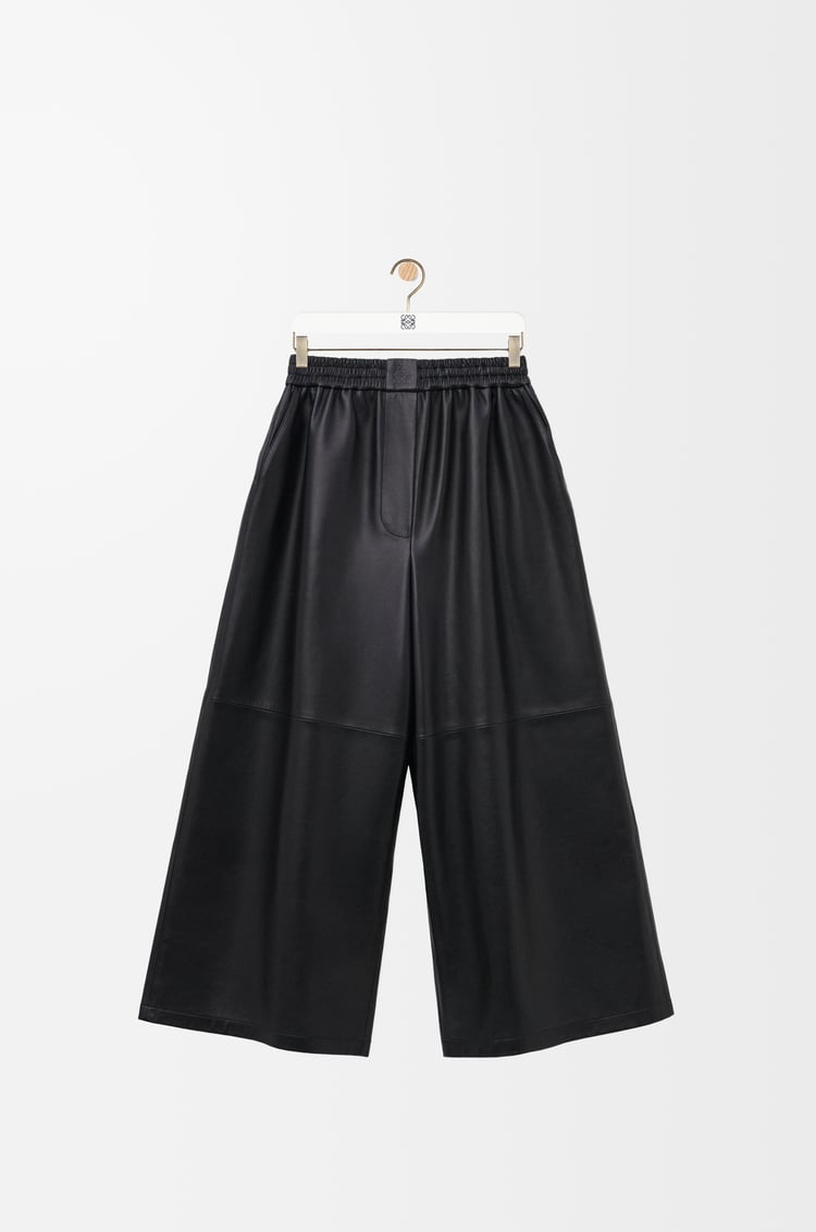 LOEWE Cropped trousers in nappa lambskin Black