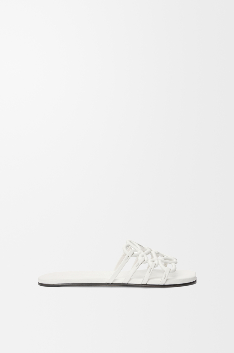LOEWE Petal Anagram slide in soft calfskin Anthurium White