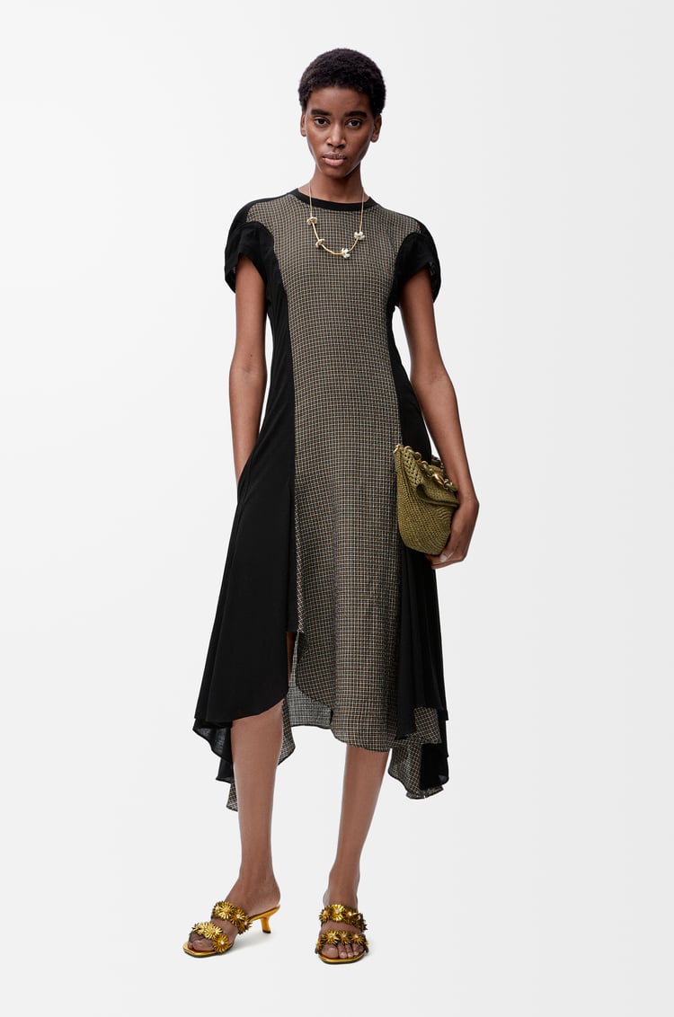 LOEWE Vestido en mezcla de viscosa y lino Negro/Multicolor
