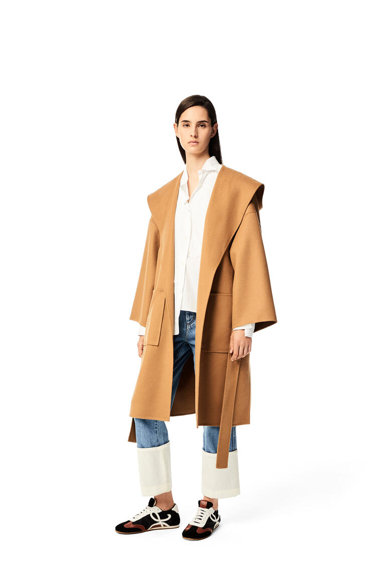LOEWE Hooded coat in wool and cashemere Camel pdp_rd