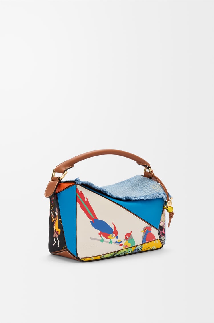 LOEWE Puzzle 10 Paula’s Ibiza Parrot re-edition bag in calfskin and textile Multicolor
